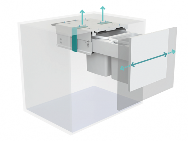 Concelo with CRTMB brackets for Top Mounting in over-width cabinets