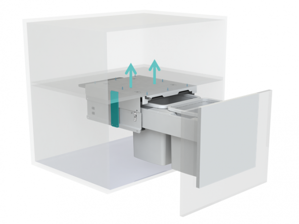 Concelo with CRTMB brackets for Top Mounting under fixed shelves